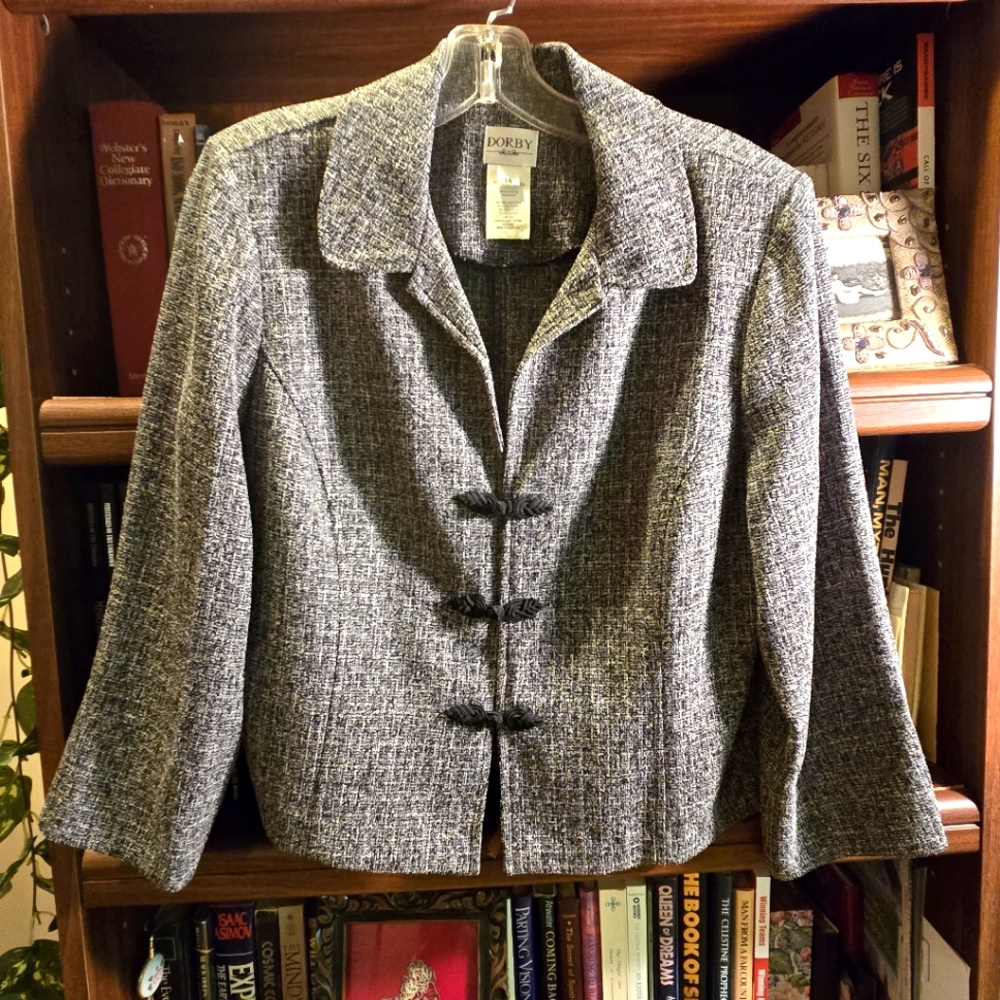 Dorby Women's Blavk & White Tweed Blazer/Jacket, Size 14, NWOTs